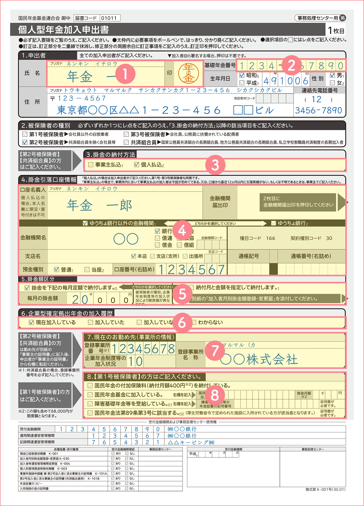 「個人型年金加入申出書」の書き方