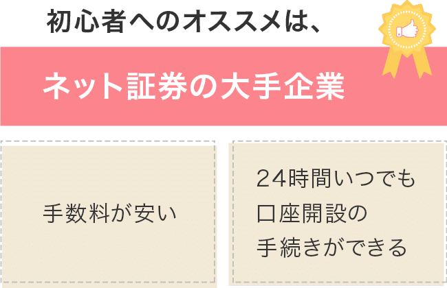 初心者へのオススメは、ネット証券の大手企業