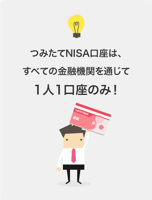 つみたてNISA口座はすべての金融機関を通じて1人1口座しか開設できない