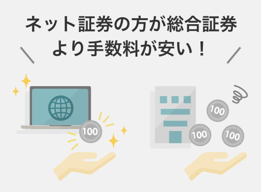 ネット証券の方が総合証券より手数料が安い！